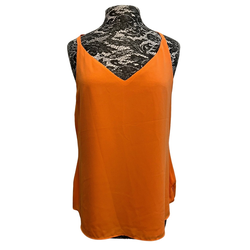 Crown & Ivy Flowy Tank Top Lined Orange Coral Strappy‎ V-Neck Beachy Resort XL